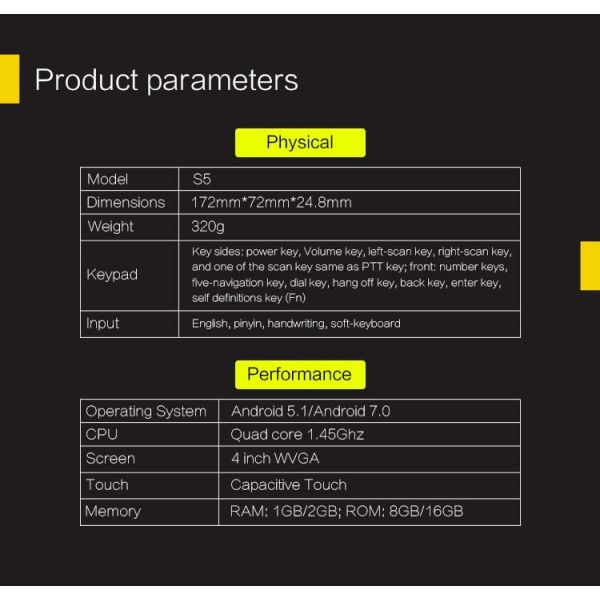 S5 Handheld Waterproof 2D Barcode Scanner Reader PDA