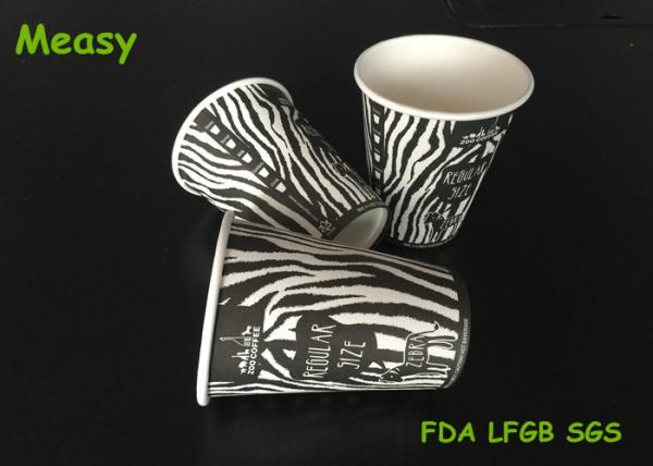 Quality Zebra Pattern Printed recycled paper coffee cups Single Wall Style for sale