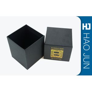China Matt Black Promotional Cosmetic Paper Boxes With Golden Hot Stamping wholesale