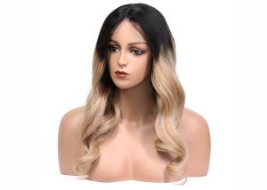 China Customize 100% Human Colored Hair Wigs , Wave Style Ombre Hair Color Wigs wholesale