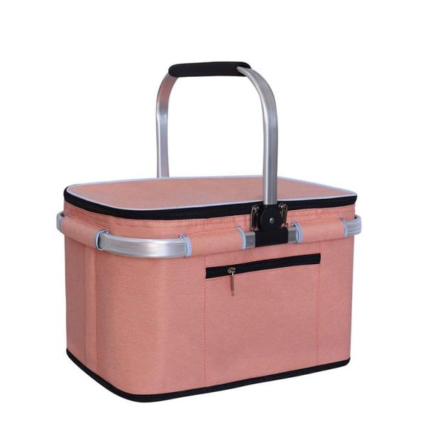Quality Wholesale Outdoor Portable Insulated Cooler Lunch Bags Storage Box Camping Portable Picnic Basket With Lid for sale