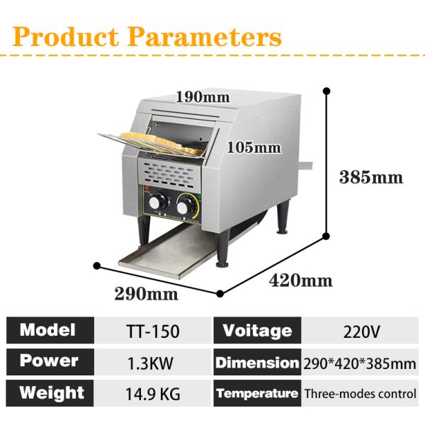 NO App-Controlled Commercial Electric Bread Toaster with 20.5kg Capacity