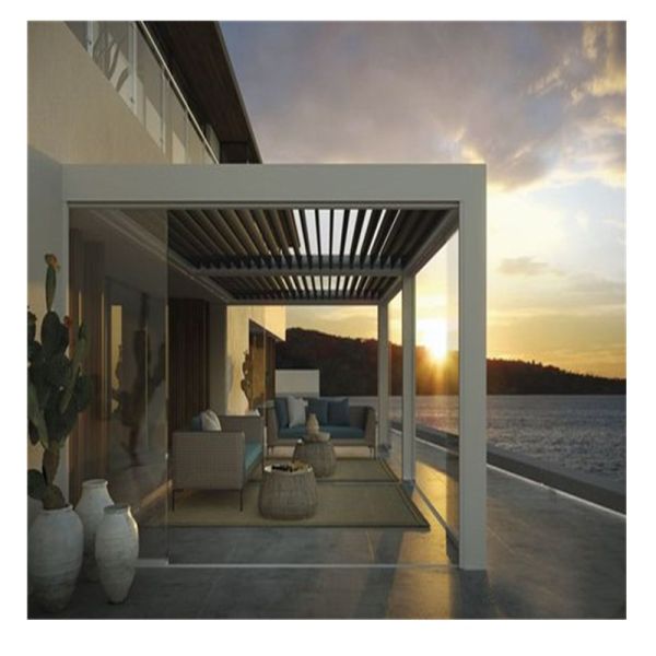 outdoor Aluminum alu Motorized Opening louver shutter Roof Pergola gazebo pavilion canopy awning shelter for backyard