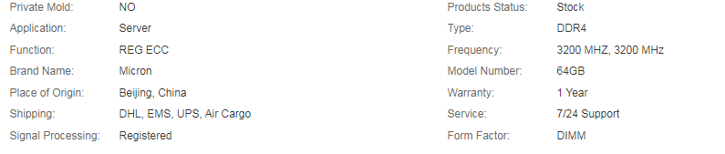 Micron 64GB DDR4 3200MHz ECC RDIMM Server Memory Module