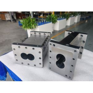 China 85mm Plastic Pellet Machine Parts Feeder Screw Barrel 67.8mm Center Distance Double-Screw PP Extruder on sale