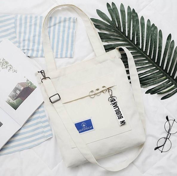 Quality Unique design canvas diagonal Korean fashion shoulder bag handbag with ribbon for sale