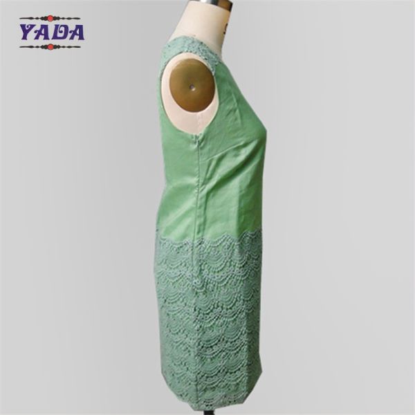 High quality elegant sleeveless green girls a line skirt summer dress 2017 women dresses ladies with lace