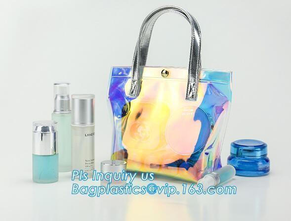 Quality professional custom cosmetic bags waterproof clear pvc travel cosmetic makeup bag, pouch pvc handle tote bag, carrier, h for sale