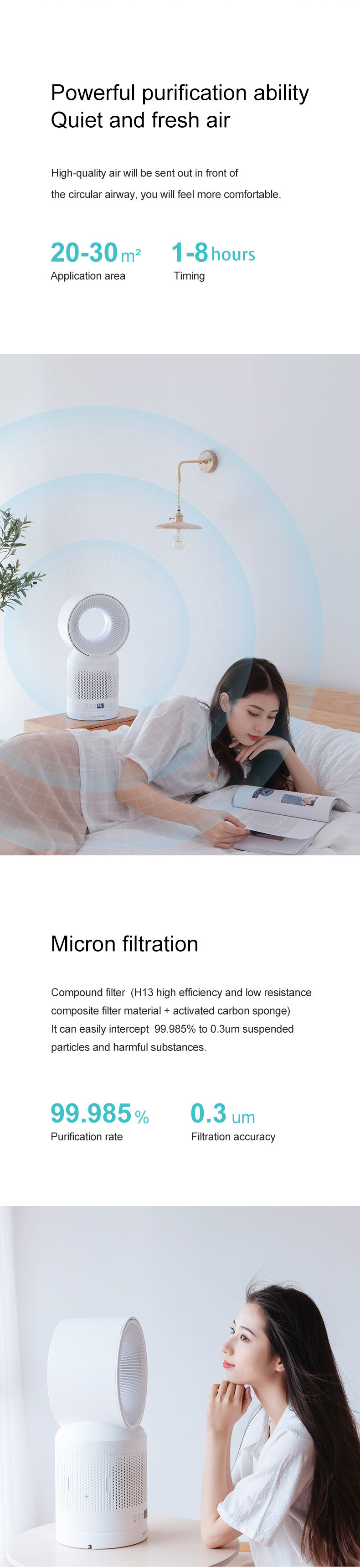 ABS Plastic Household Air Purifiers Customizable With Fan Noise 30db