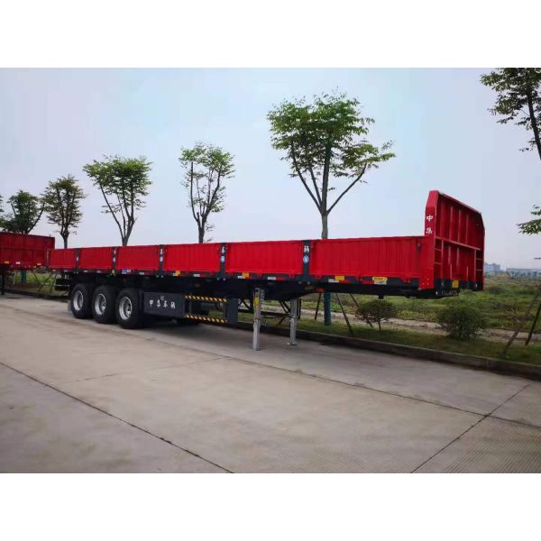 CIMC 12400*2500*2000mm Curb weight 7T 12.4M 3 Axle 10pcs leaf spring 19T single action outrigger 40T payload Stake Semi Trailer