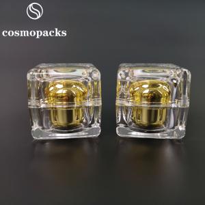 China Cube Gold PMMA Acrylic Cosmetic Cream Jars 30g 50g For Serum wholesale