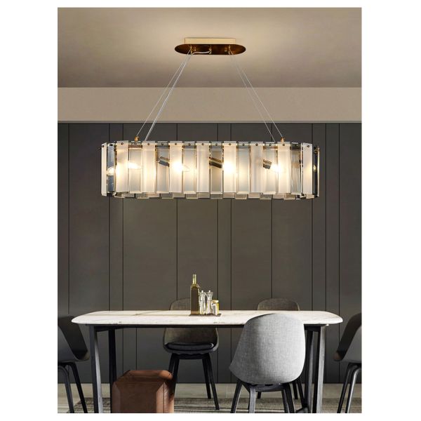 Luxury living room chandeliers blue glass hanging lamp rectangle chandelier kitchen lights hanging(WH-CY-194)