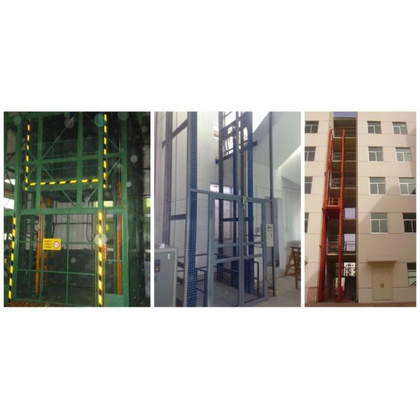 CE 5.5m Vertical Hydraulic Elevator Lift with Guide Rail Checkered steel plate Platform