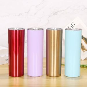China 20oz Skinny Straight Blank Sublimation Tumblers With Lid Straw on sale