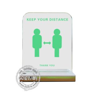 Battery Powered Acrylic Keep Distance Led Warning Sign