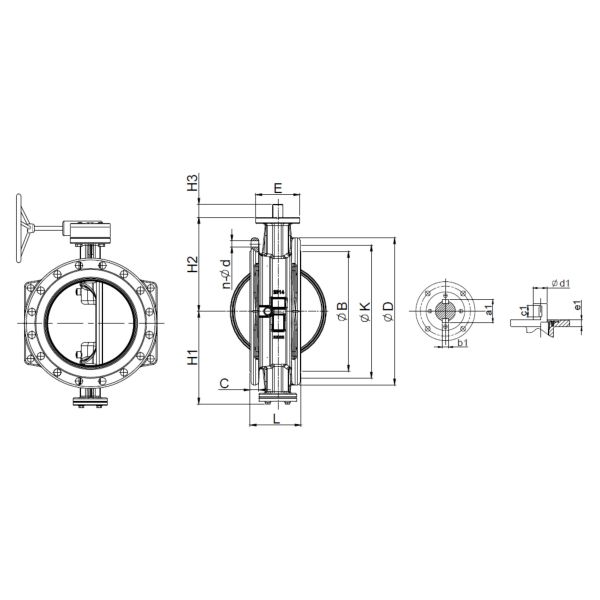 Dovetail Blue Rubber Seal Butterfly Valve Low Operating Torque Available