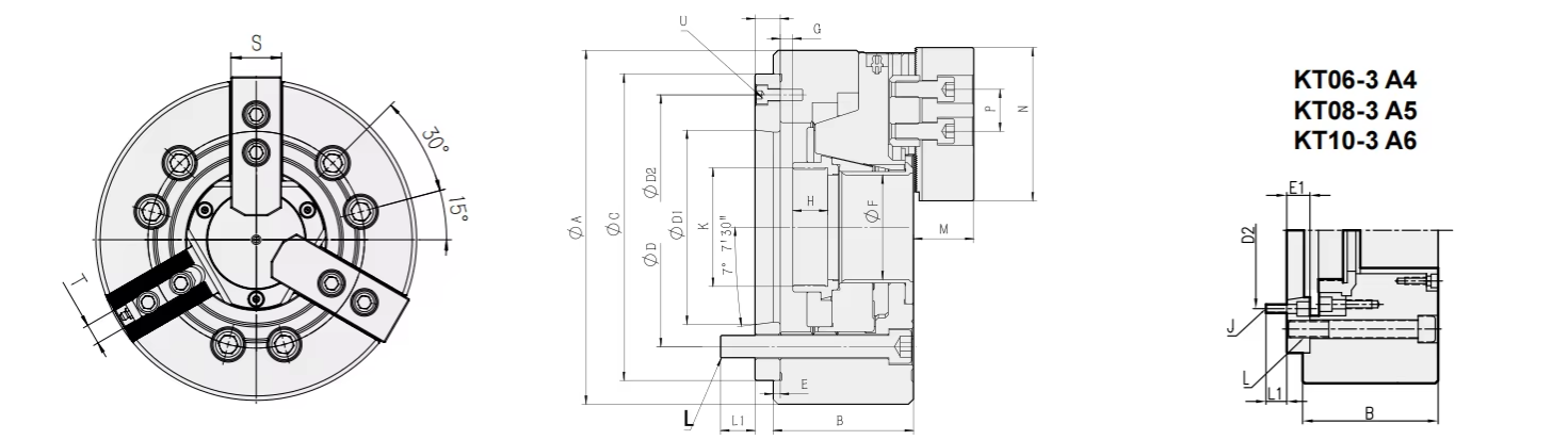 6 Inches CNC Power Chuck Solid 250mm 3 Jaw Hydraulic Chuck Jaws