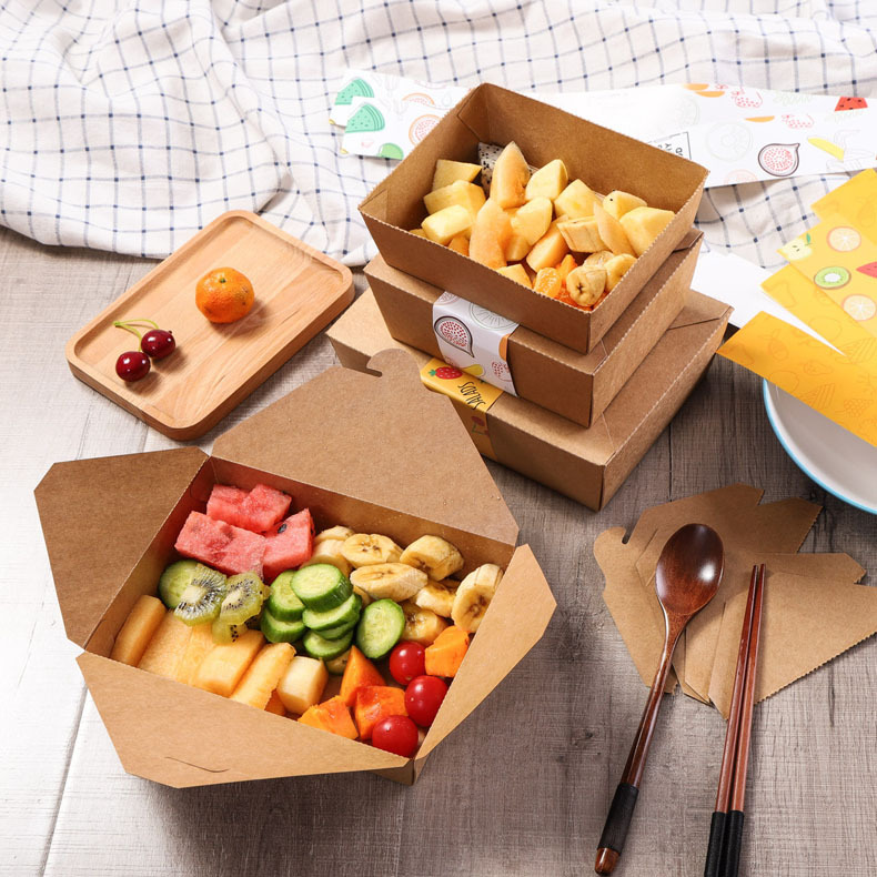 OEM Greaseproof Kraft Paper Boxes For Food , Microwavable Kraft Paper Food Containers