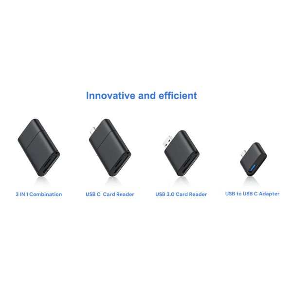UHS-II SD TF Card Reader With USB C To USB A OTG Adapter