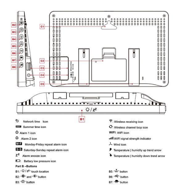 600-1100 HPa Air Pressure Detection Automated Weather Station Wireless For Home Display