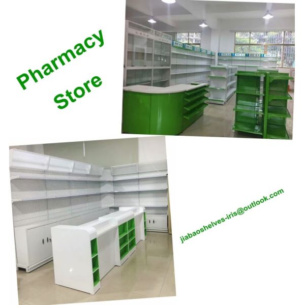 Durable Metallic Medicine Display Racks Wall Side 900x320x2000mm Size