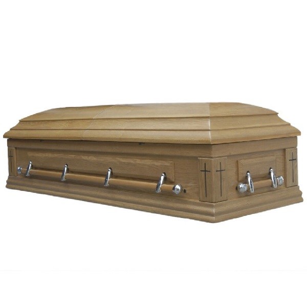 CIQ Certificate Funeral Coffin / Wood Caskets With Lining And Lid Lining