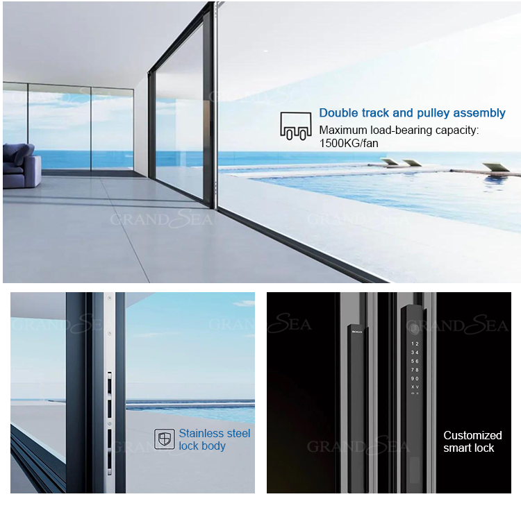 European Standard Design Frameless Aluminum Interior Noiseless Sliding Door for Kitchen