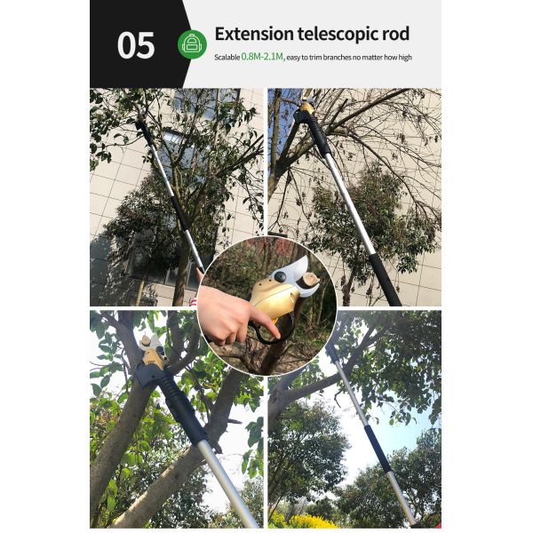 Swansoft 30mm Tijeras de podar 36V tijeras de podar de batería de litio tijeras de podar de poste telescópico