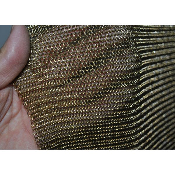 Golden Colour Welded Chainmail Cutting Glove For Safety , Chainmail Kitchen Glove
