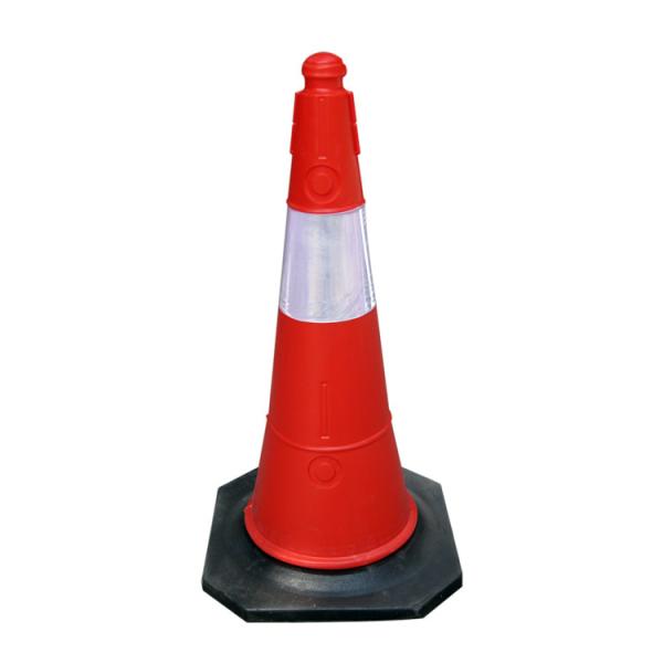 Quality 750mm Orange Reflective Warning Traffic Cone With Rubber Base for sale