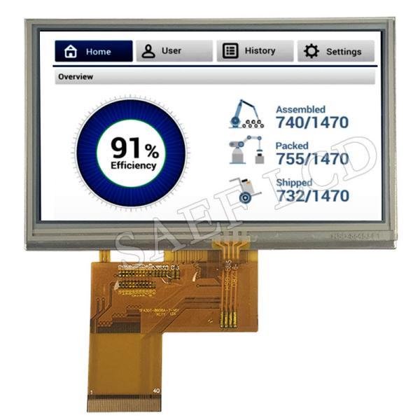 Quality 4.3" Inch LCD TFT Screen 480x272 IPS full viewing angle RGB interface with Resistive Touch Panel LCD TFT Screen for sale