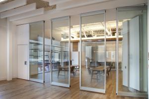 China Transparent Glass Tempered Movable Partition Walls / Folding Glass Divider wholesale