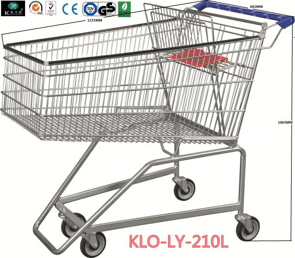 Quality Flat Basket Wire Mesh Metal Shopping Carts With PVC , PU , TPR Wheels for sale