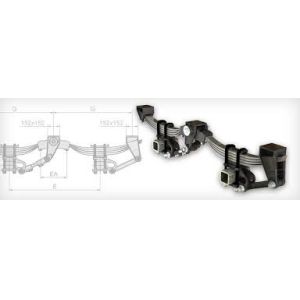 China Rear Overslung Tandem Dual Axle Trailer Suspension 1300mm 200mm Hole wholesale
