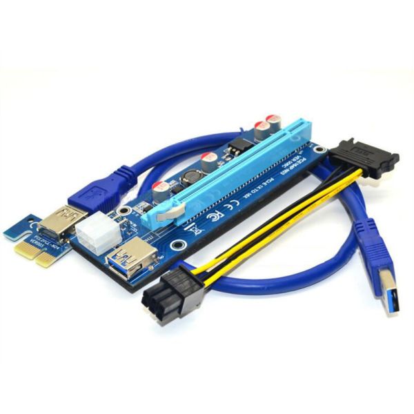 PCI-E VER006S PCI-E 1x to 16x Riser Card Adapter With USB Extender Express Adapter USB 3.0 ST 6Pin Power Supply Cable
