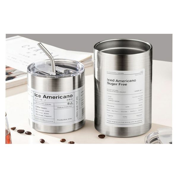 20OZ Insulation And Cooling Ice Cream Cup , Simple Office Portable Car Straw Water Cup , Vacuum Double-Layer 304 Stainless Steel Cold And Hot Drink