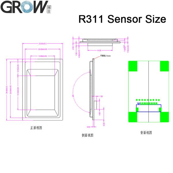 Grow R311 Big Size Sensor Area Capacitive Fingerprint Sensor Module Scanner for Arduino
