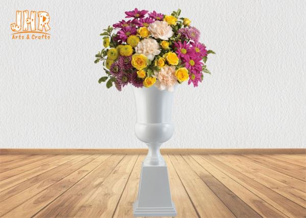 Quality Durable Fiberglass Planters Floor Vase Glossy White for sale