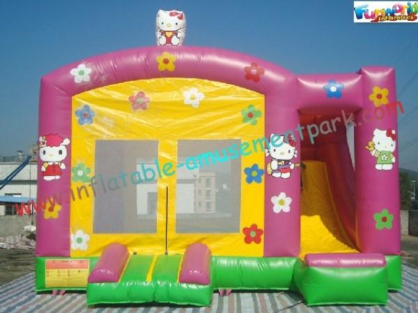 Quality Hello Kitty Rent Inflatable Bouncer Slide , Castle With Slide For Childrens for sale
