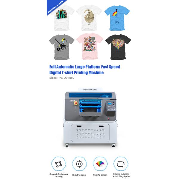 Automatic Fast Speed T Shirt Digital Flatbed Printing Machine Single Station Large Platform