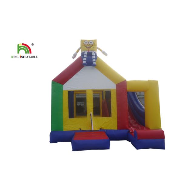 0.55mm PVC Yellow 20ft SpongeBob Inflatable Party Combo Jumping Castle For Kids
