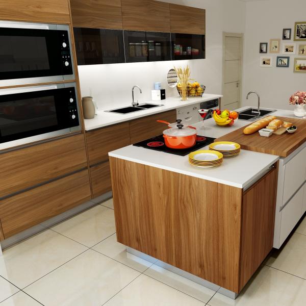 Kitchen cabinet installation with pull-out baskets