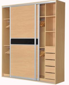 Sliding door Particle Board Wardrobe With Trouser Hanger Rack Clothes Rail