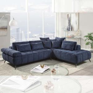 China Sectional Sofa with Adjustable Back and Pillows, Navy Fabric wholesale