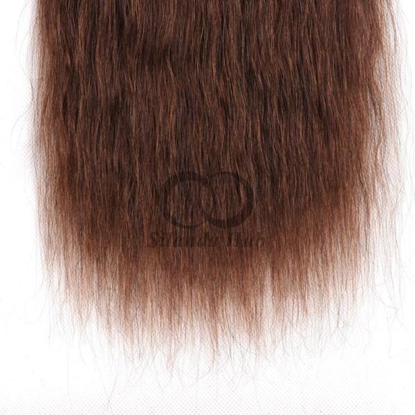 #4 Medium Brown Kinky Straight Remy Human Hair Bundles Sew In Weave Bundles Brazilian Bundle Deals
