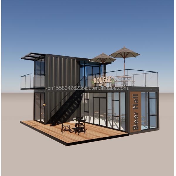 Galvanized Steel Bending Container Coffee Shop Store 40ft Prefabricated House Building Design for Steel Frame Hotel