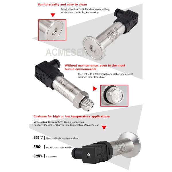Visco Medium Pressure Transmitter Sensor Sanitary Flush Diaphragm Pressure Transmitter