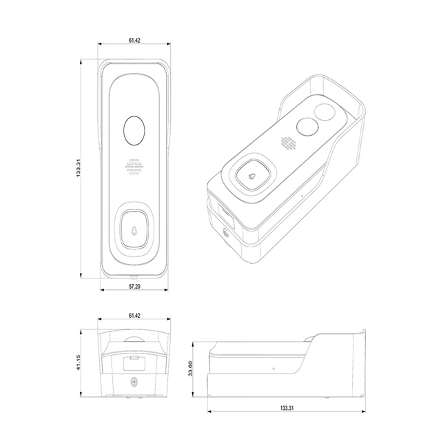 Anti Theft IP54 Smart Video Doorbell 1080p Hd Wireless Peephole Cam Door Bell