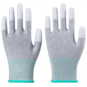 China Led Industry Conductive Electronics Working Antistatic Top Fit ESD Gloves PU Fingertip Coated wholesale