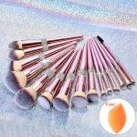 China CE Synthetic Hair Make Up Brushes Luxury With Belt Bag 14pcs wholesale